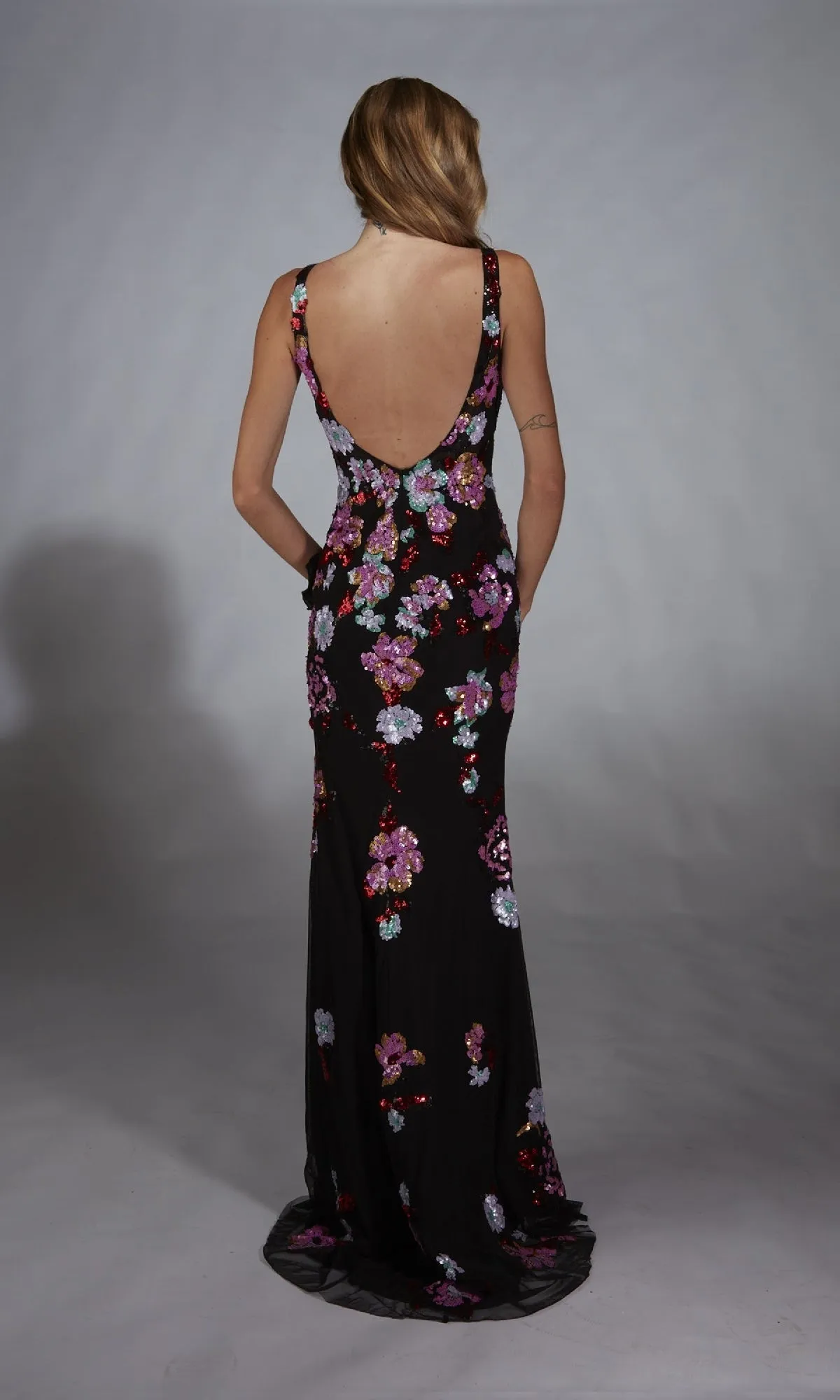 Long Black Floral Prom Dress: Alyce 61938 sold by PromGirl product image thumbnail 2