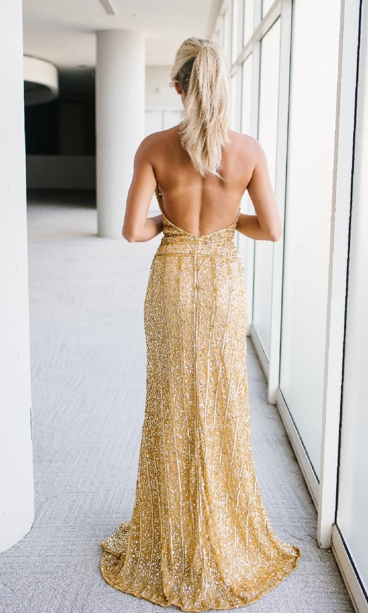 Backless Long Sequin Halter Prom Dress: Aleta 1441 sold by PromGirl product image thumbnail 4