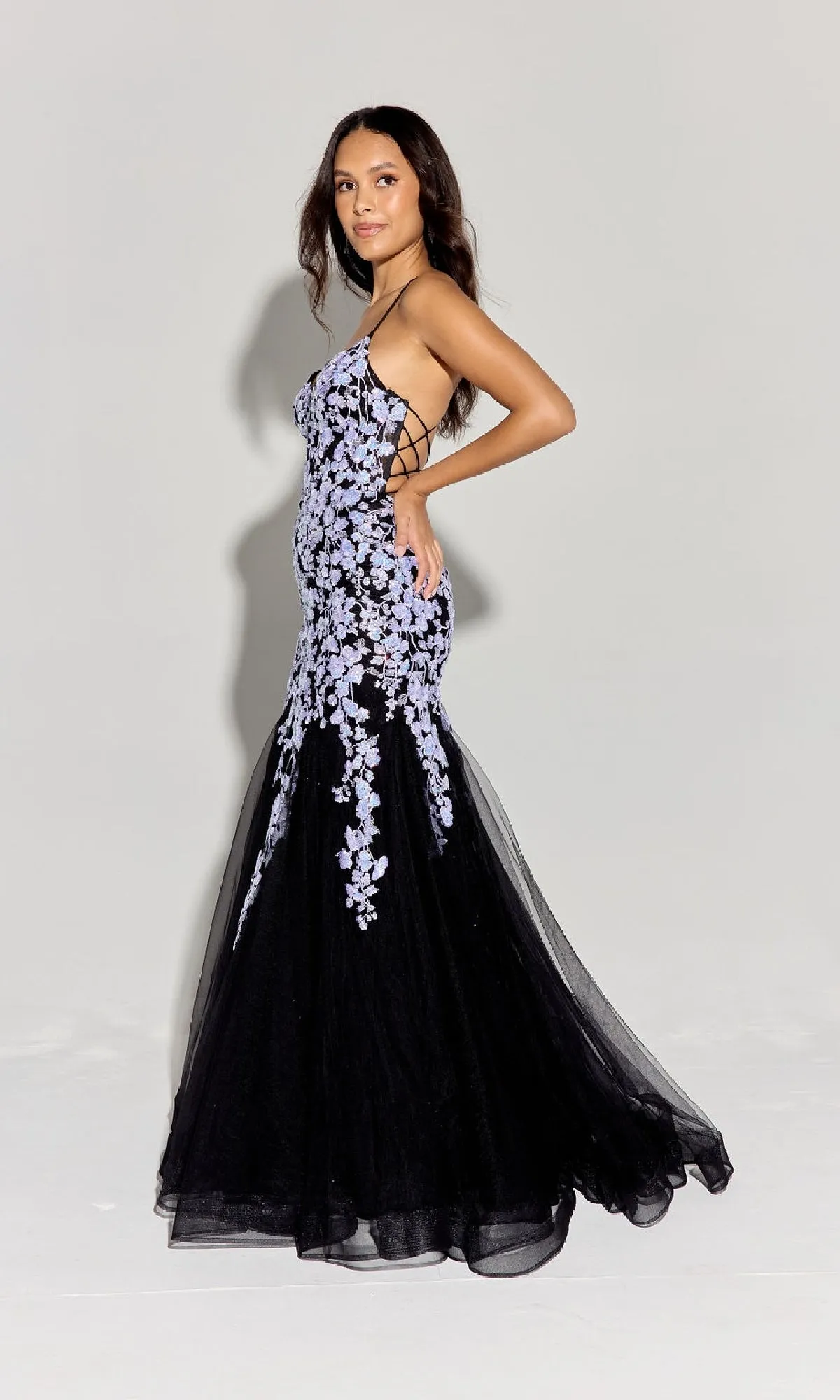 Sequin-Floral Long Mermaid Prom Dress: Eureka 9696 sold by PromGirl product image thumbnail 3