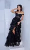 Off-Shoulder Long Ruffle Prom Dress: Eureka EK102 sold by PromGirl