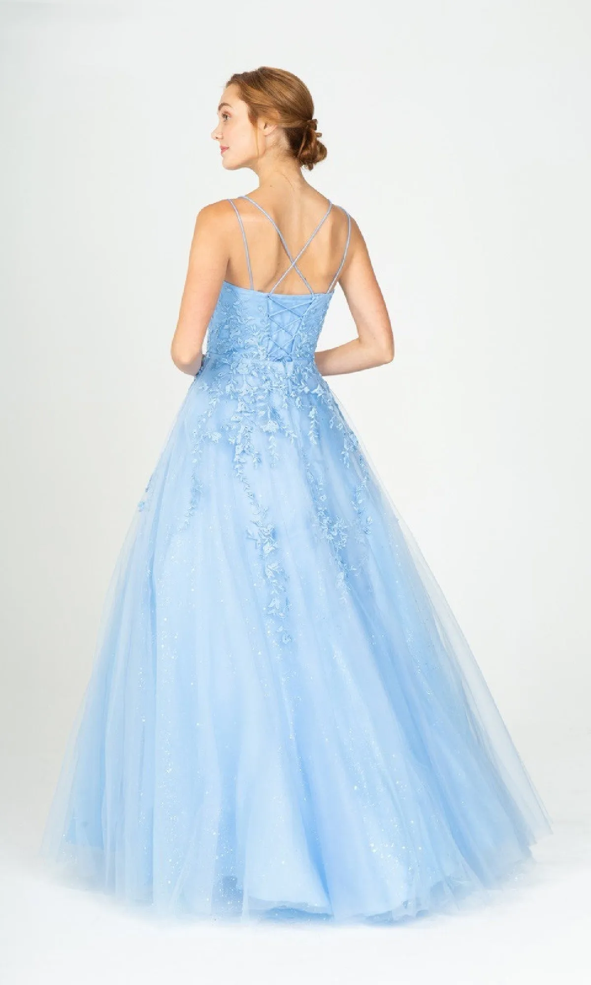 Lace-Up Long Lace Prom Ball Gown: Eureka CC0240 sold by PromGirl product image thumbnail 2