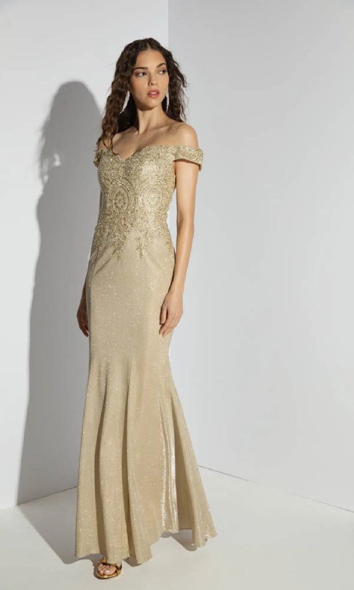 Off-Shoulder Long Glitter Prom Dress: Eureka 9306 sold by PromGirl product image thumbnail 4