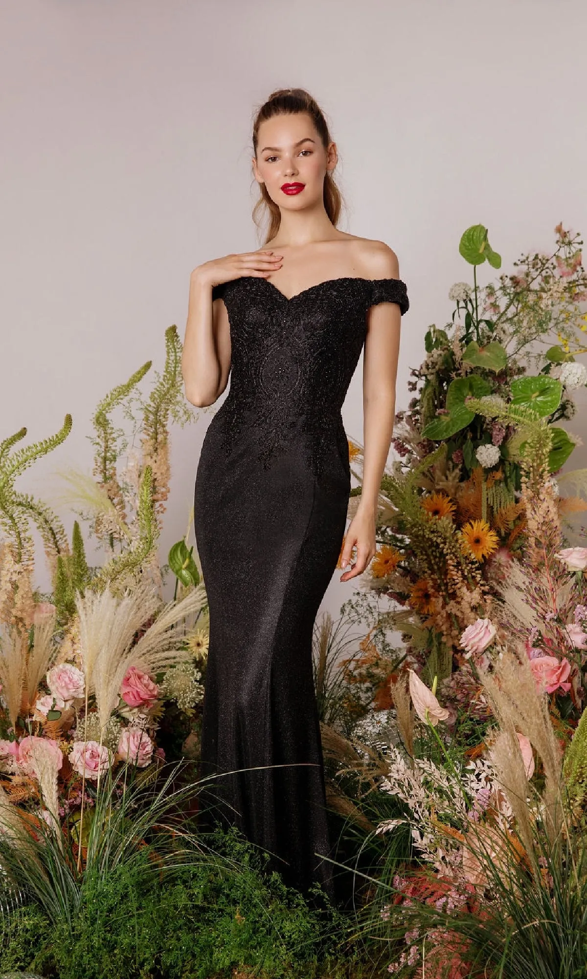 Off-Shoulder Long Glitter Prom Dress: Eureka 9306 sold by PromGirl product image thumbnail 3