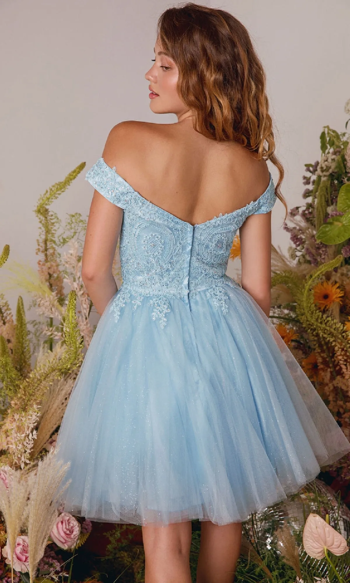 Off-the-Shoulder Short Hoco Dress: Eureka 9833 sold by PromGirl product image thumbnail 2