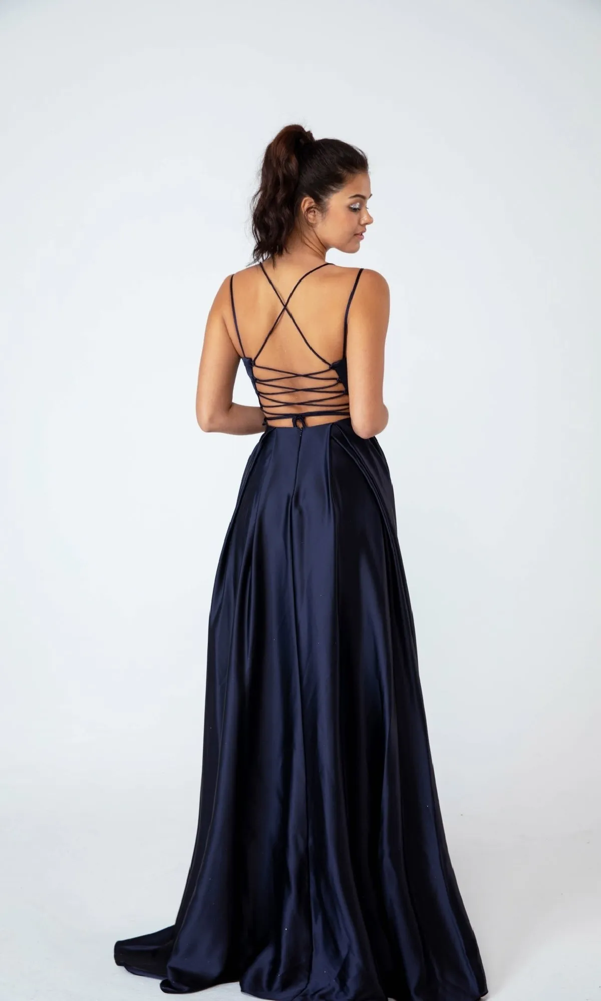 Strappy-Back Long Satin Prom Dress: Eureka 9925 sold by PromGirl product image thumbnail 2