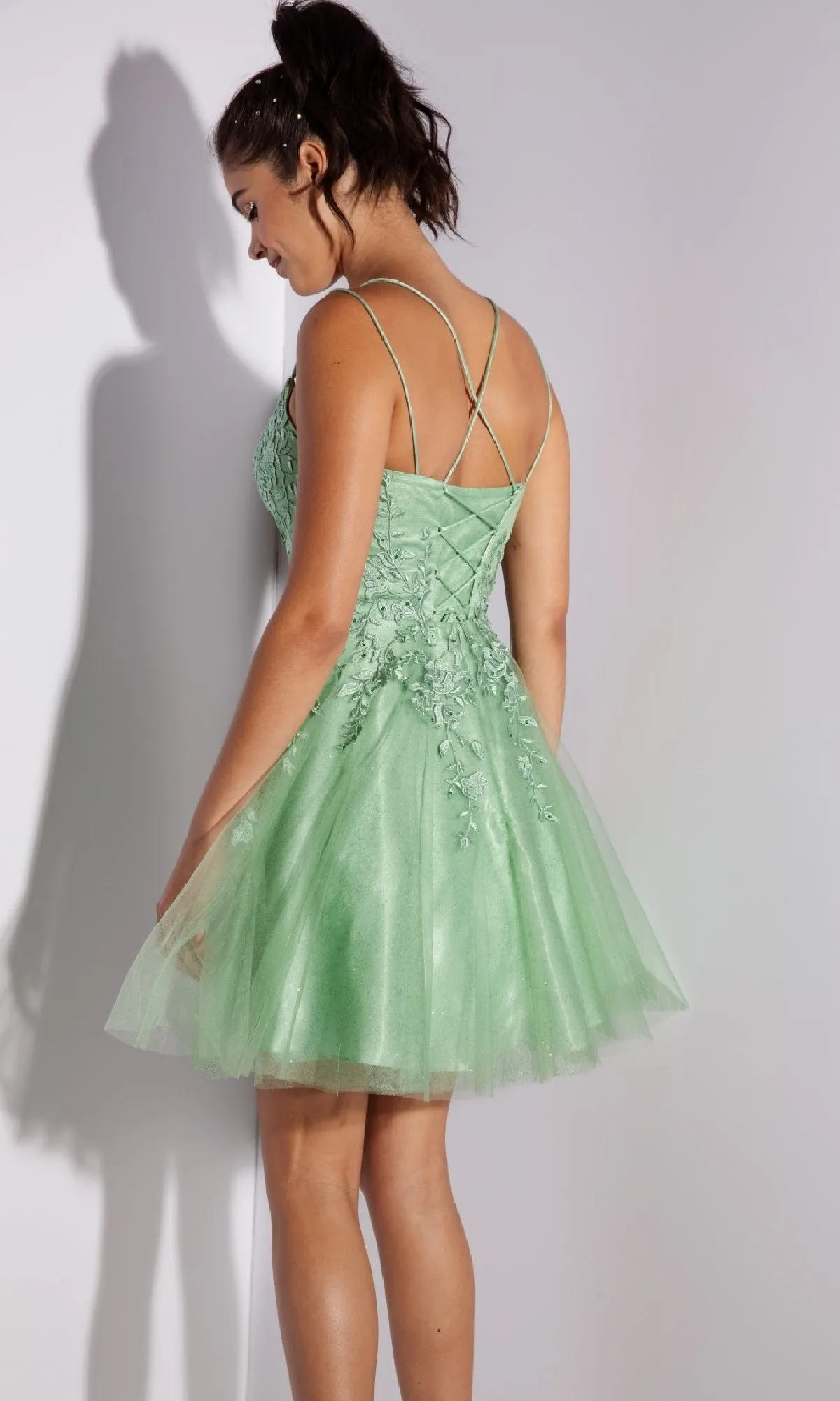 Lace-Up Short Prom Dress: Eureka 9727 sold by PromGirl product image thumbnail 2