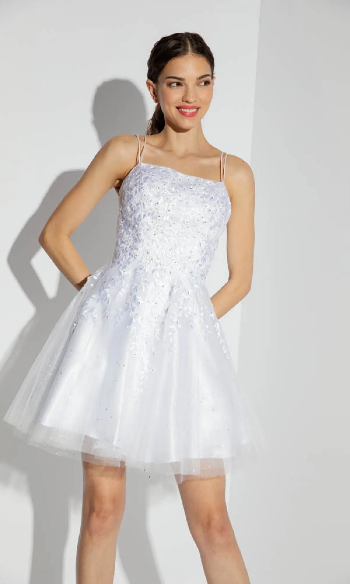 Lace-Up Short Prom Dress: Eureka 9727 sold by PromGirl product image thumbnail 4