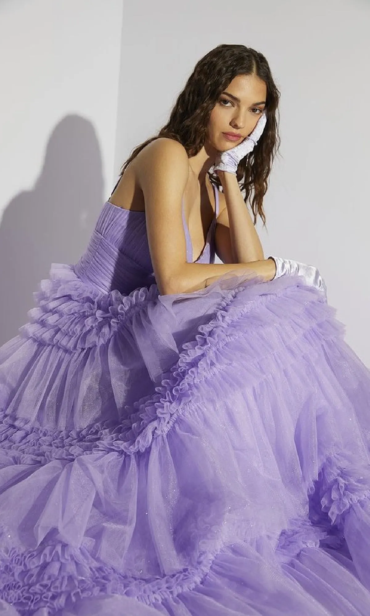 Lace-Up Long Glitter-Tulle Prom Dress: Eureka 9888 sold by PromGirl product image thumbnail 5