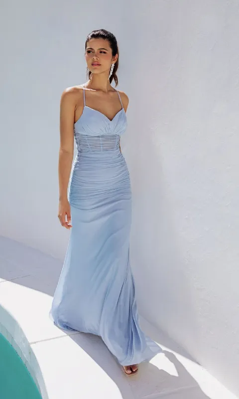 Sheer-Waist Tight Long Prom Dress: Eureka 9077 sold by PromGirl