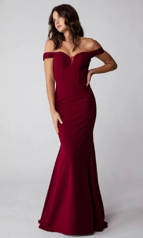 Off-Shoulder Long Jersey Prom Dress: Eureka 9081 sold by PromGirl