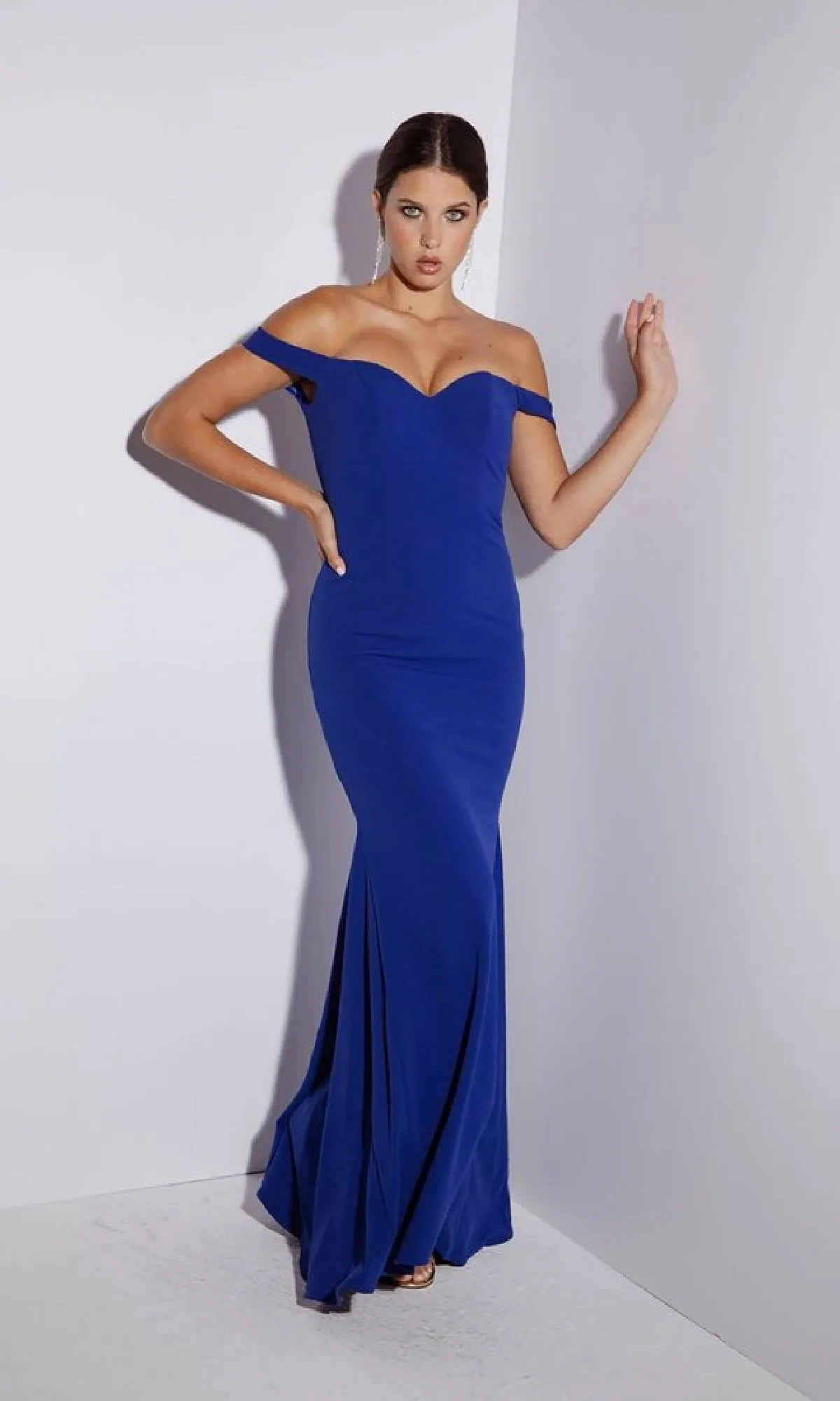 Off-Shoulder Long Jersey Prom Dress: Eureka 9081 sold by PromGirl product image thumbnail 4