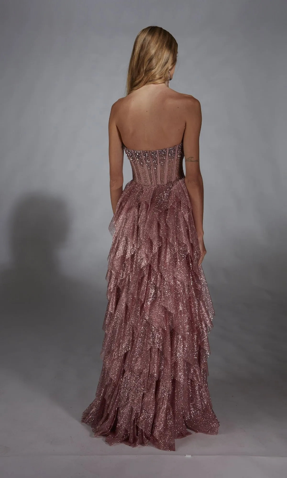 Strapless Long Glitter A-Prom Dress: Alyce 61762 sold by PromGirl product image thumbnail 2