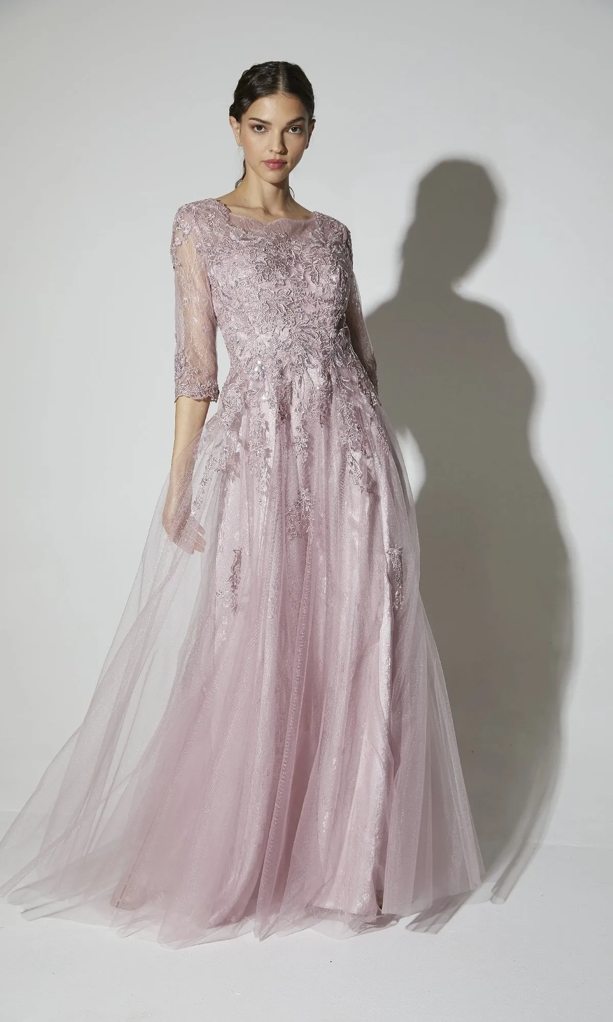 Flowy Long Sleeve Long Formal Dress: Eureka 9660 sold by PromGirl product image thumbnail 3