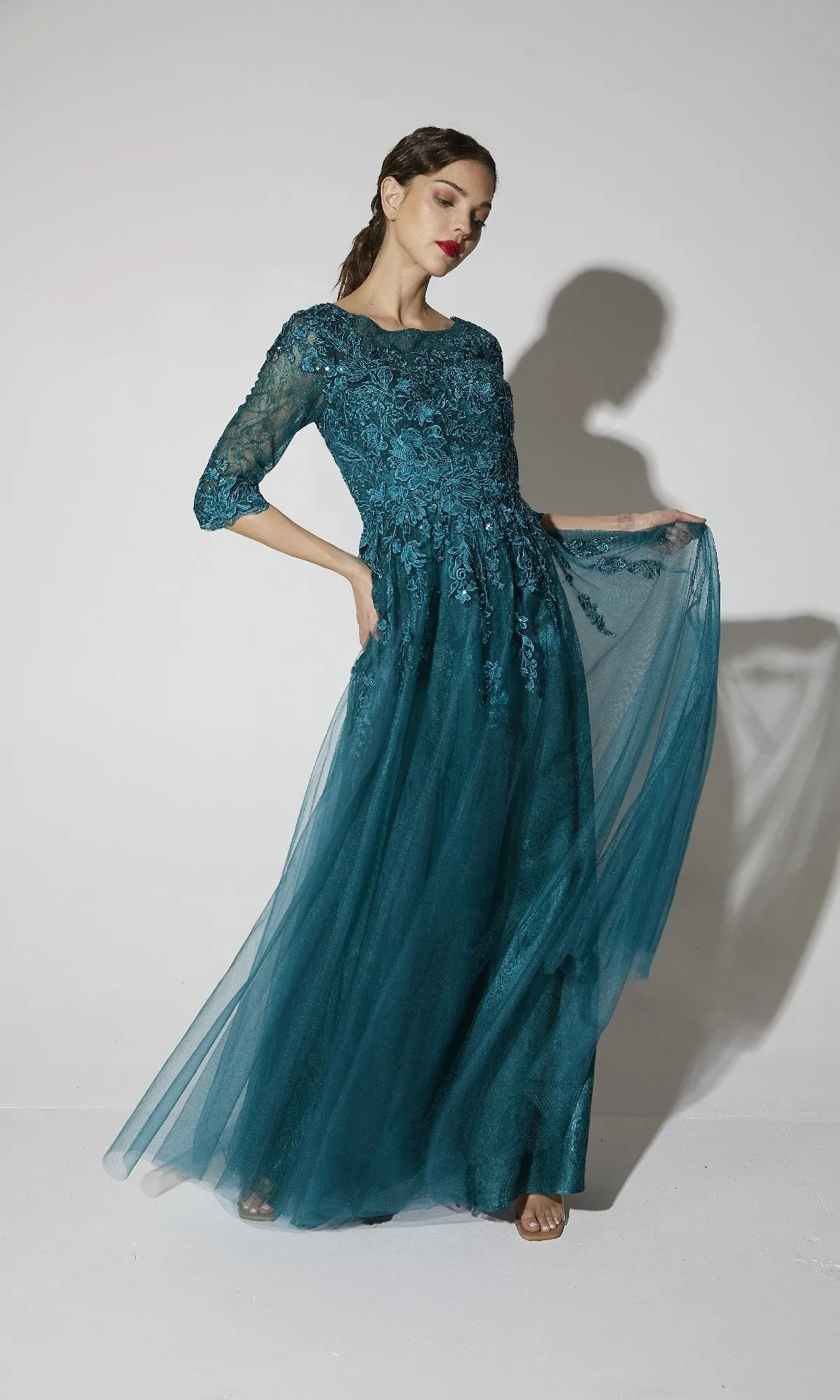 Flowy Long Sleeve Long Formal Dress: Eureka 9660 sold by PromGirl product image thumbnail 4