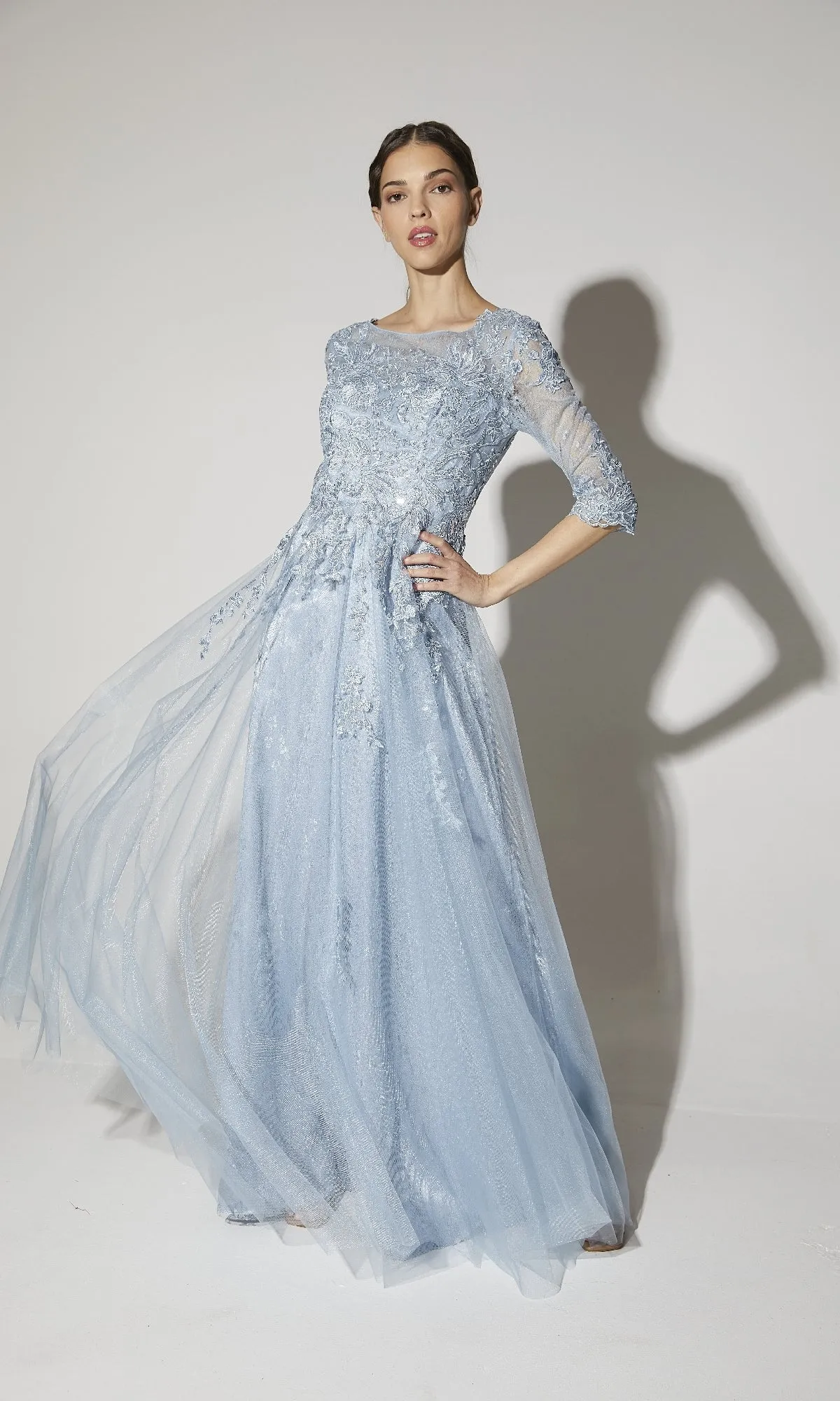 Flowy Long Sleeve Long Formal Dress: Eureka 9660 sold by PromGirl