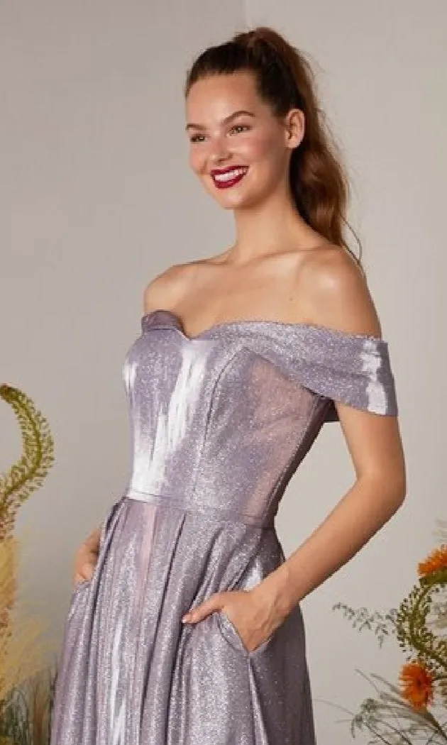 Off-Shoulder Long Glitter Prom Dress: Eureka 9809 sold by PromGirl product image thumbnail 2