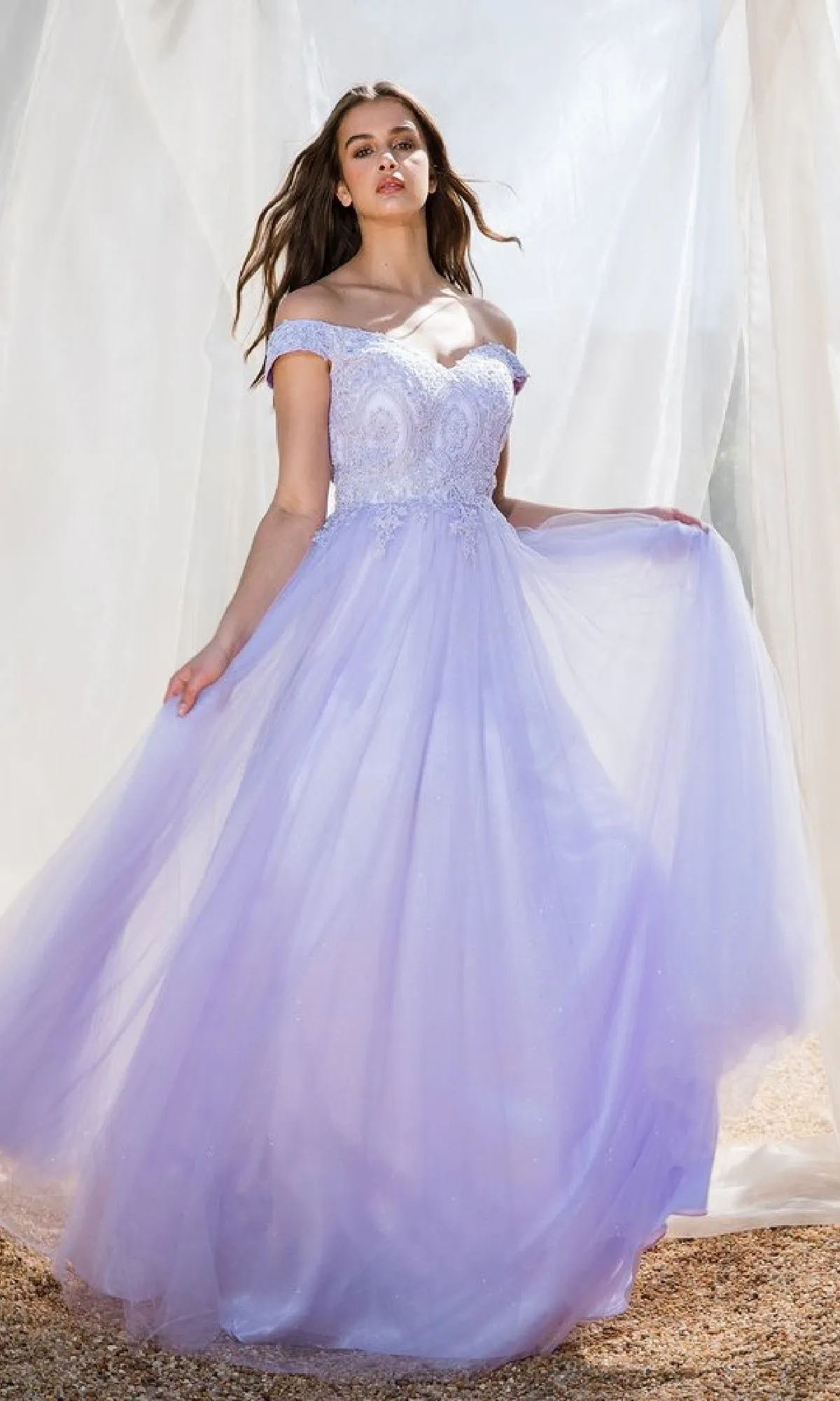 Off-Shoulder Glitter Prom Ball Gown: Eureka 9899 sold by PromGirl product image thumbnail 4