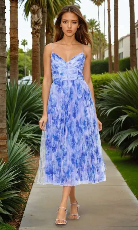Midi Wedding Guest Dress: Betsy & Adam A27053 sold by PromGirl