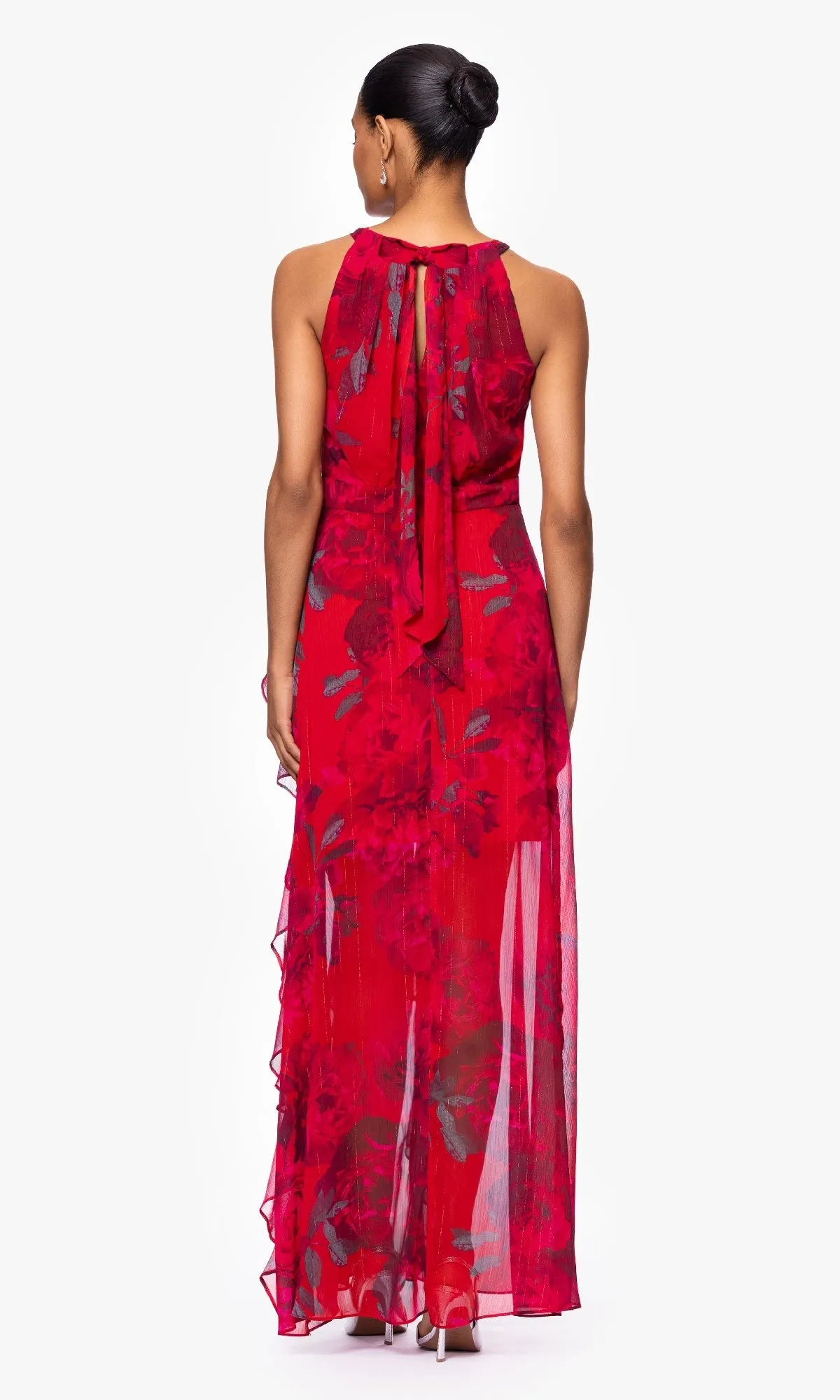 Long Red Floral Formal Dress: Betsy & Adam A27036 sold by PromGirl product image thumbnail 2