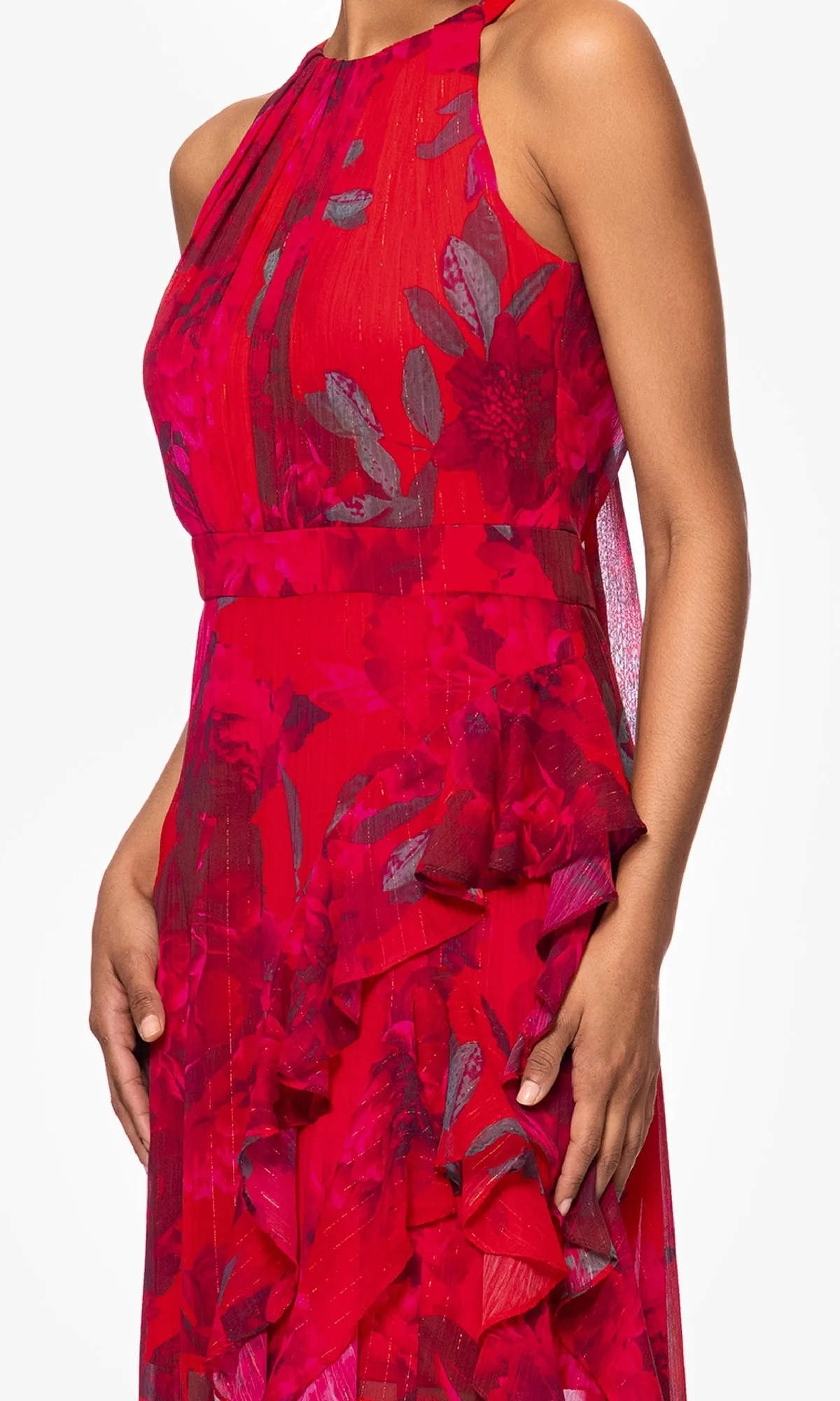 Long Red Floral Formal Dress: Betsy & Adam A27036 sold by PromGirl product image thumbnail 3