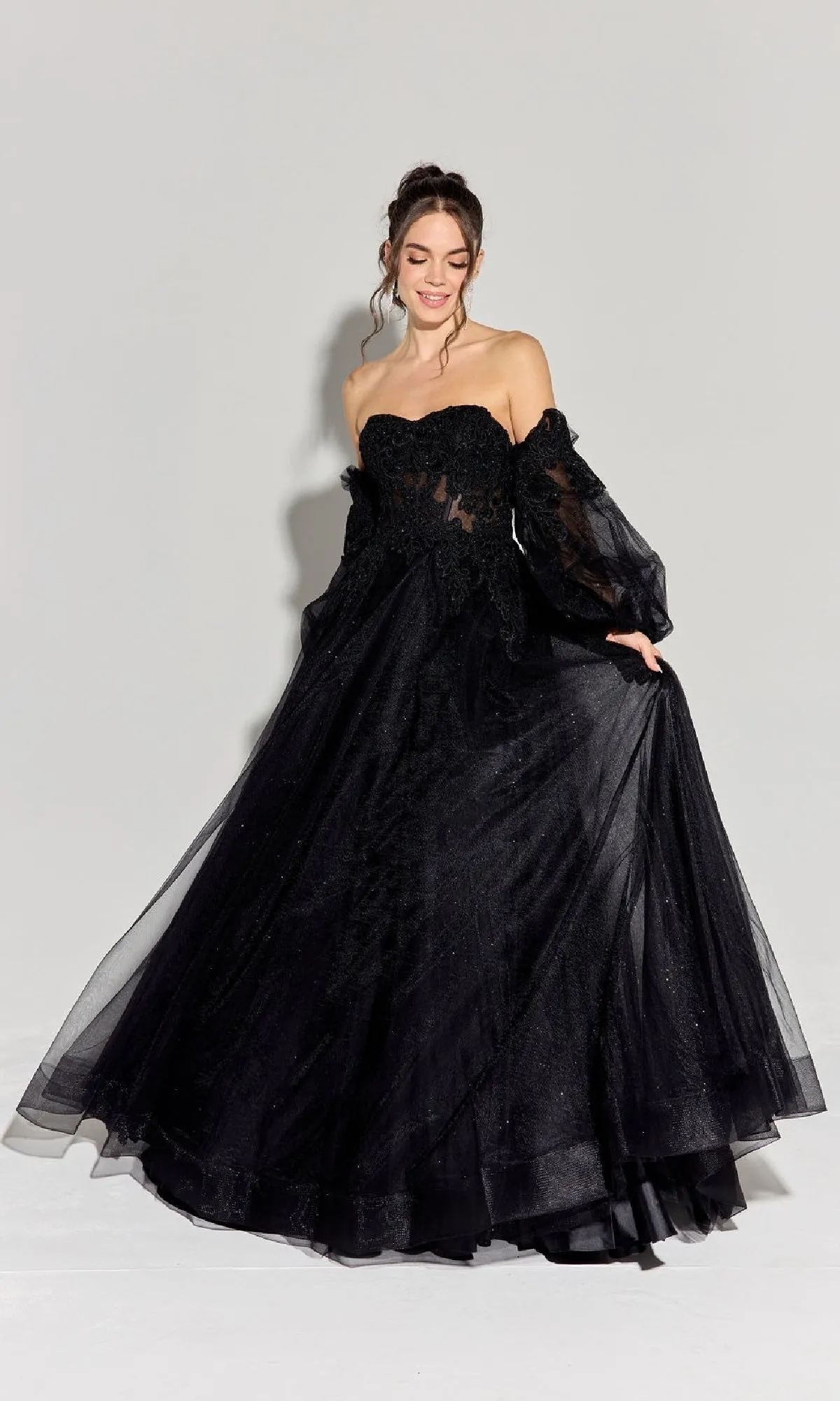 Long Sleeve Strapless Prom Ball Gown: Eureka 9505G sold by PromGirl product image thumbnail 5