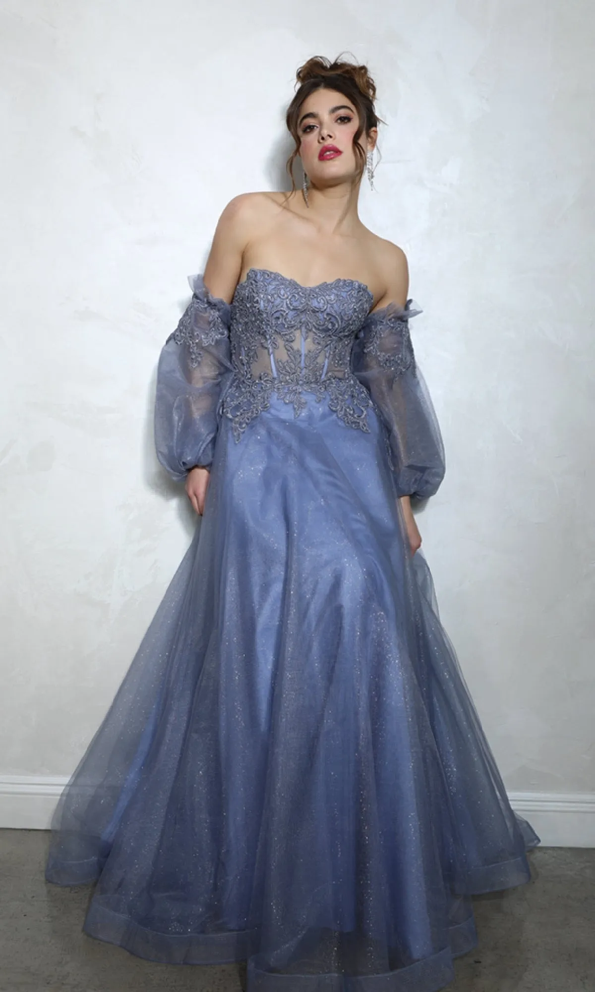 Long Sleeve Strapless Prom Ball Gown: Eureka 9505G sold by PromGirl product image thumbnail 2
