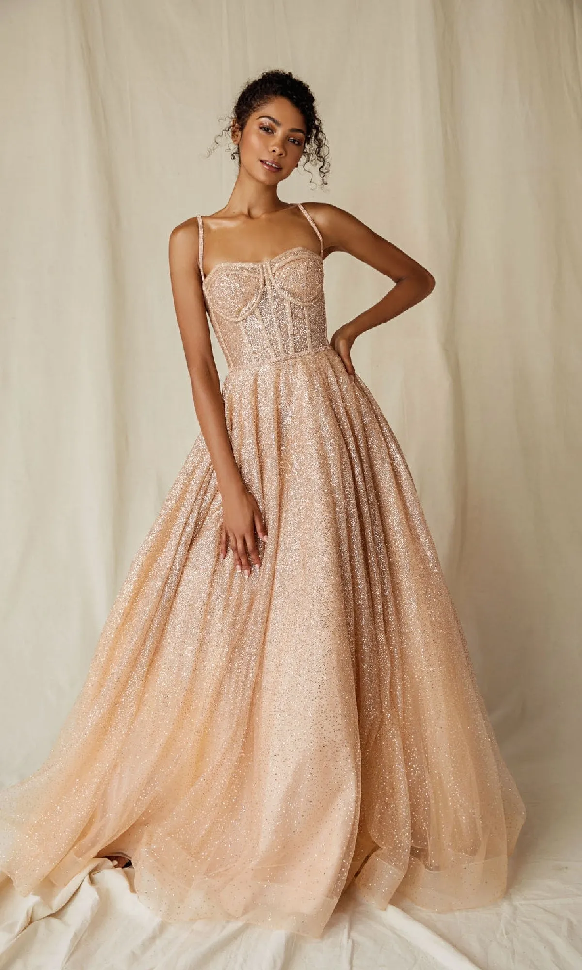 Sheer-Corset Glitter Prom Ball Gown: Eureka 9900 sold by PromGirl product image thumbnail 3