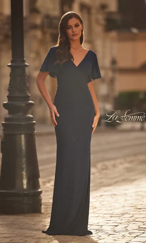 Beaded Long Navy Blue Formal Dress: La Femme 32495 sold by PromGirl