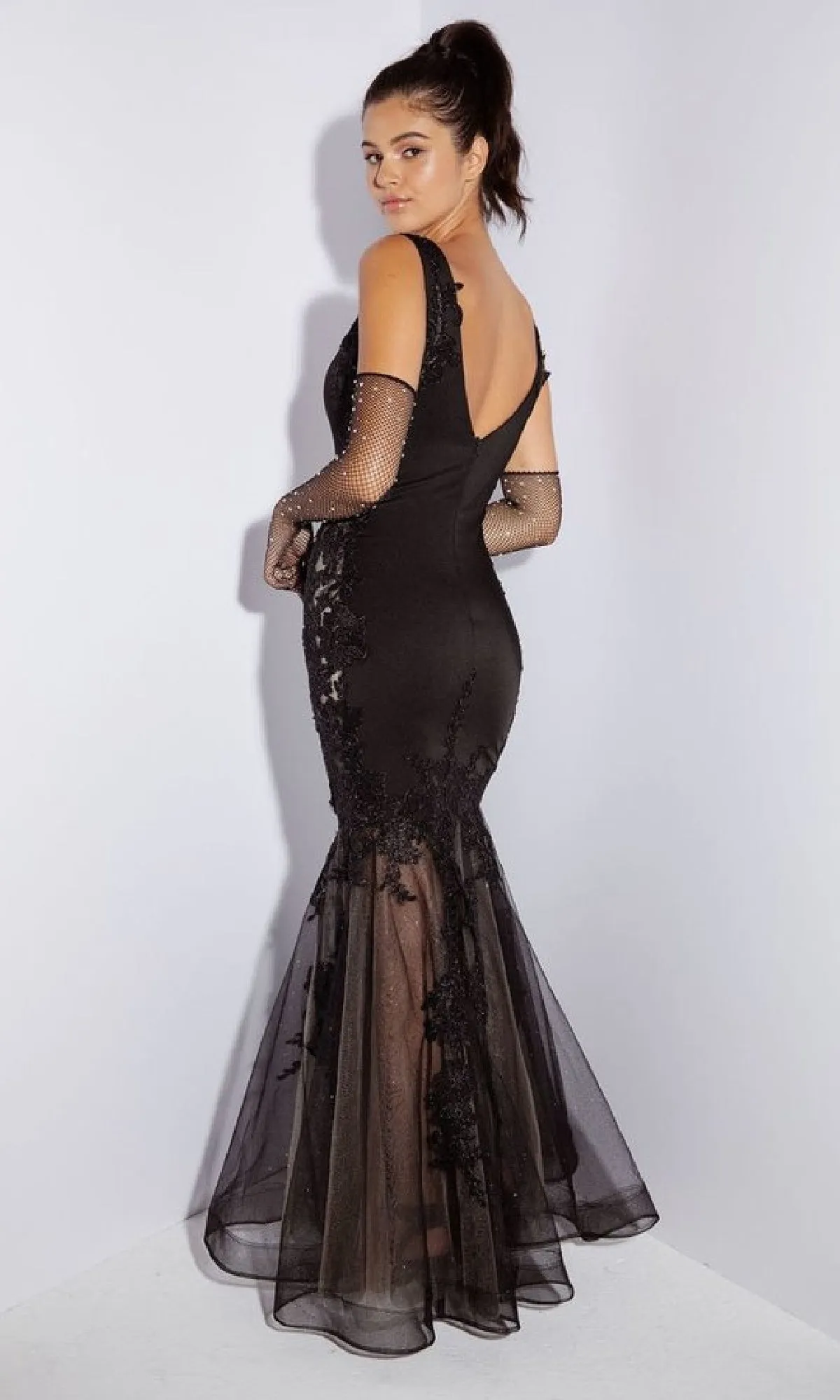 Long Black Mermaid Prom Dress: Eureka 9060 sold by PromGirl product image thumbnail 2