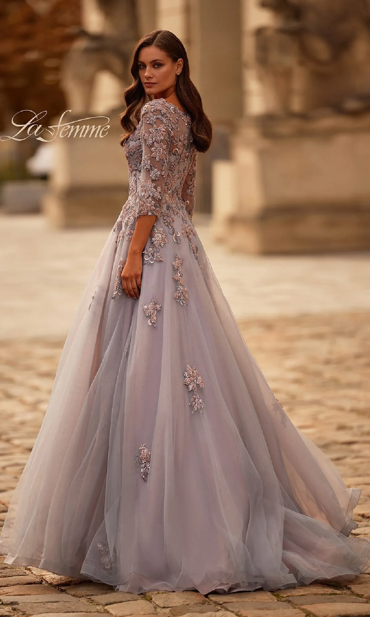 Pink and Silver Long Formal Dress: La Femme 32605 sold by PromGirl product image thumbnail 2