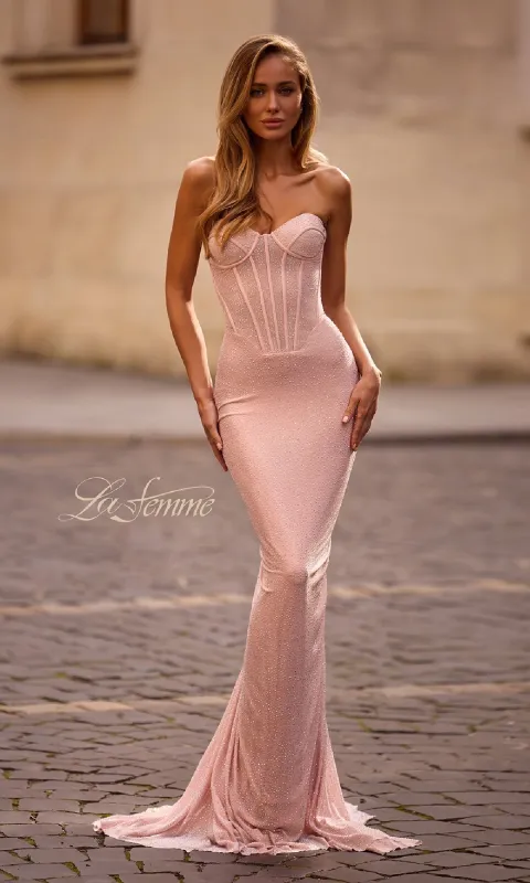 Strapless Beaded Long Prom Gown: La Femme 33019 sold by PromGirl