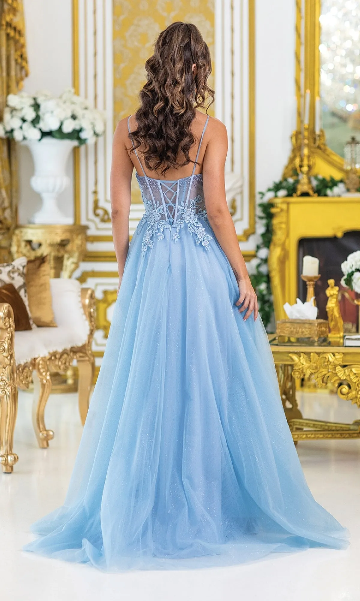 Corset Prom Ball Gown with Slit: Dancing Queen 4529 sold by PromGirl product image thumbnail 2