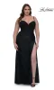 Plus-Size Long Corset Prom Dress: La Femme 32449 sold by PromGirl