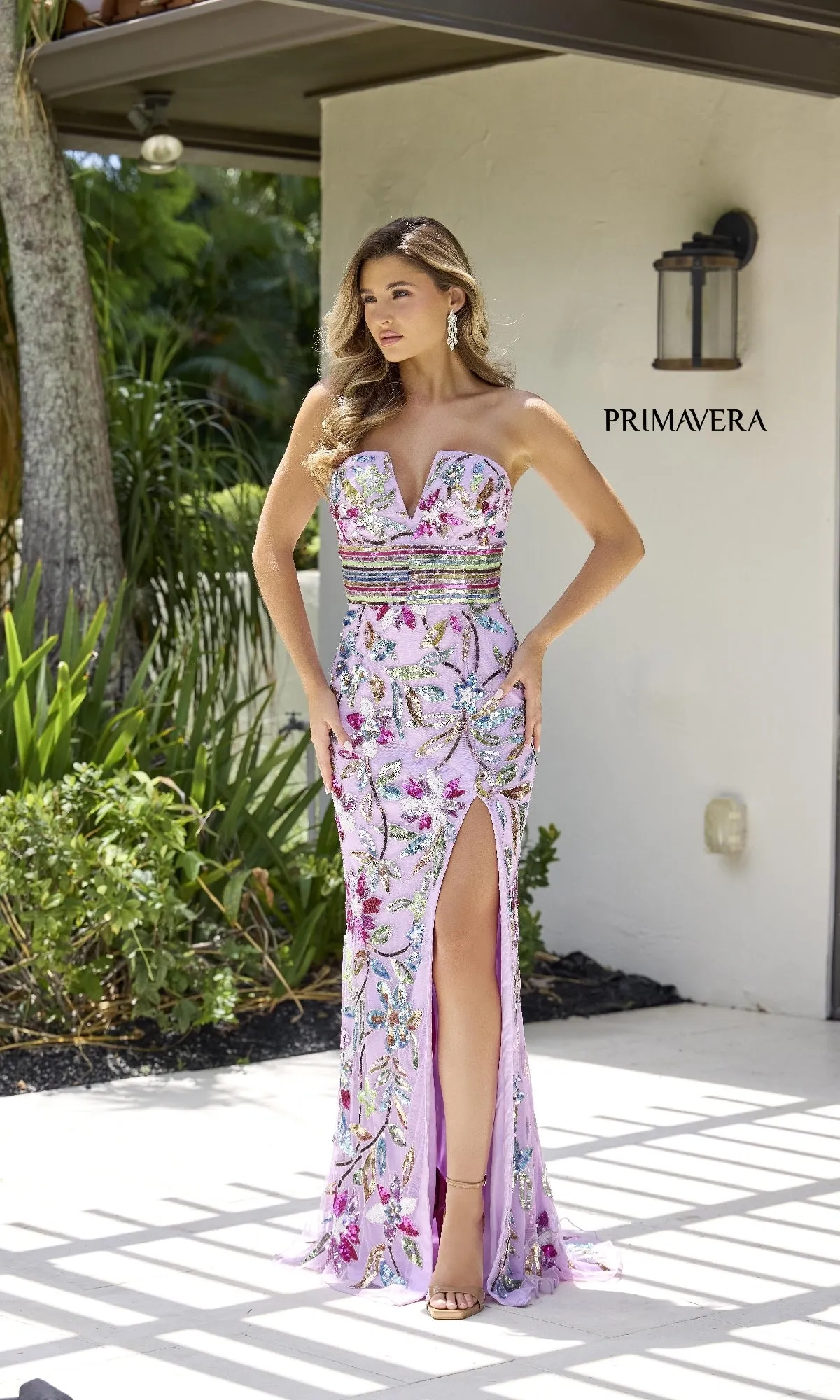Strapless Sequin-Print Prom Gown: Primavera 4372 sold by PromGirl product image thumbnail 3