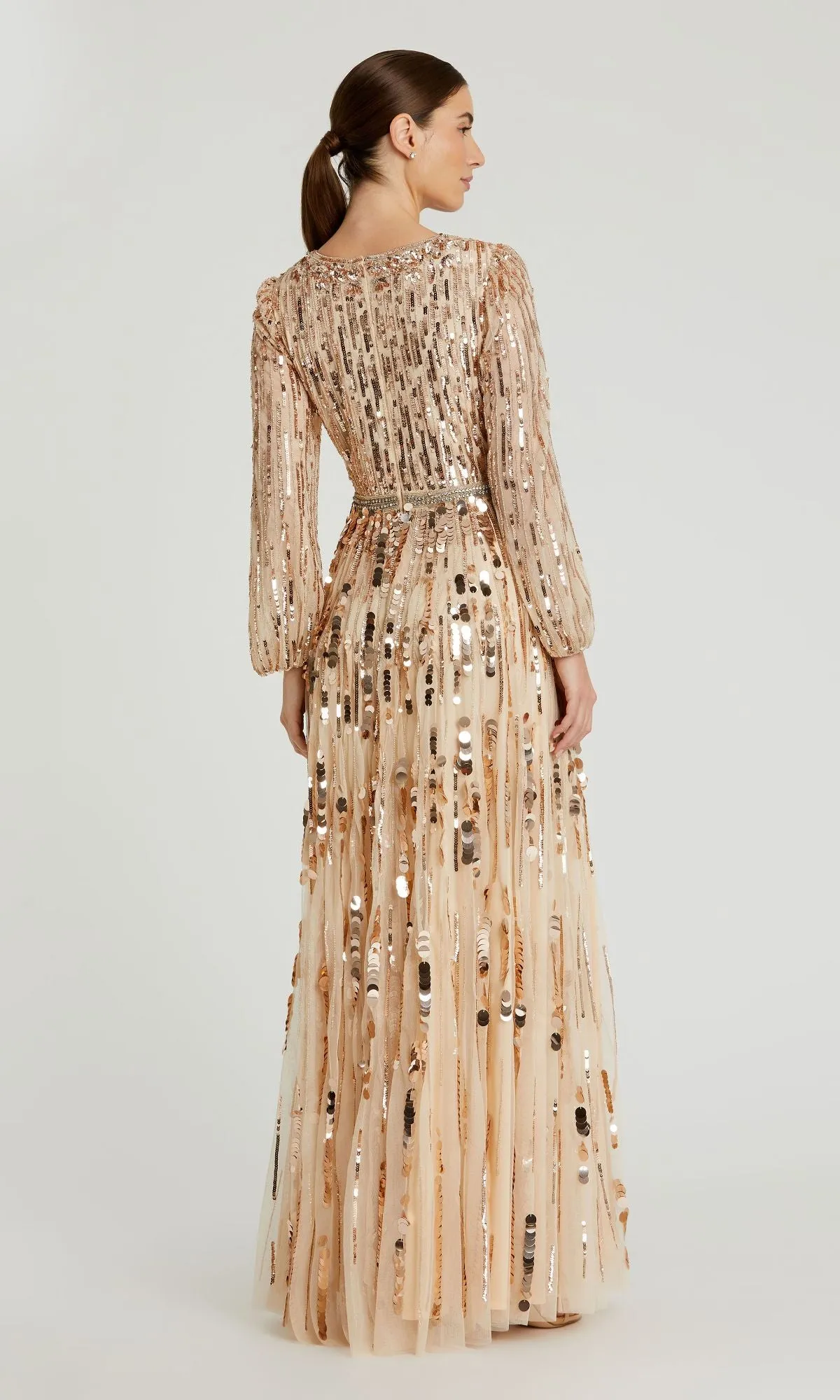 Long Beaded Bisque Formal Dress: Mac Duggal 10059 sold by PromGirl product image thumbnail 2