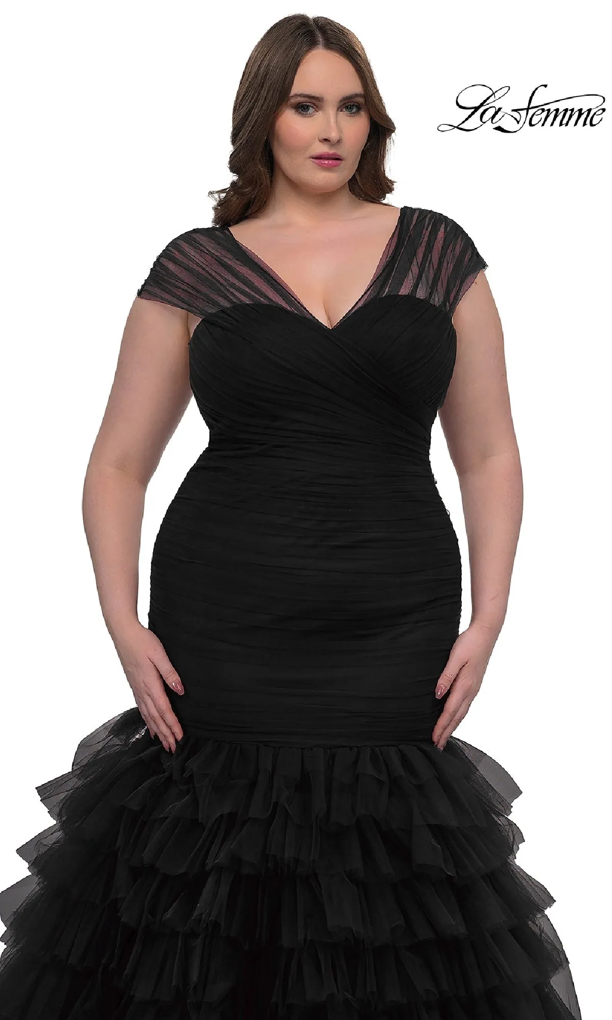 Plus-Size Long Mermaid Prom Dress: La Femme 32389 sold by PromGirl product image thumbnail 4