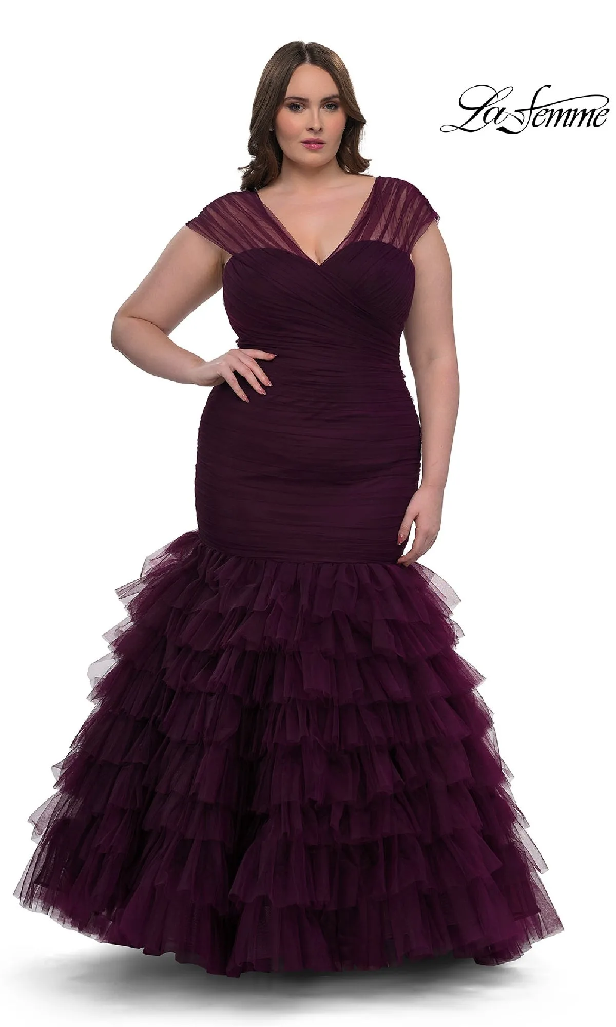 Plus-Size Long Mermaid Prom Dress: La Femme 32389 sold by PromGirl product image thumbnail 3