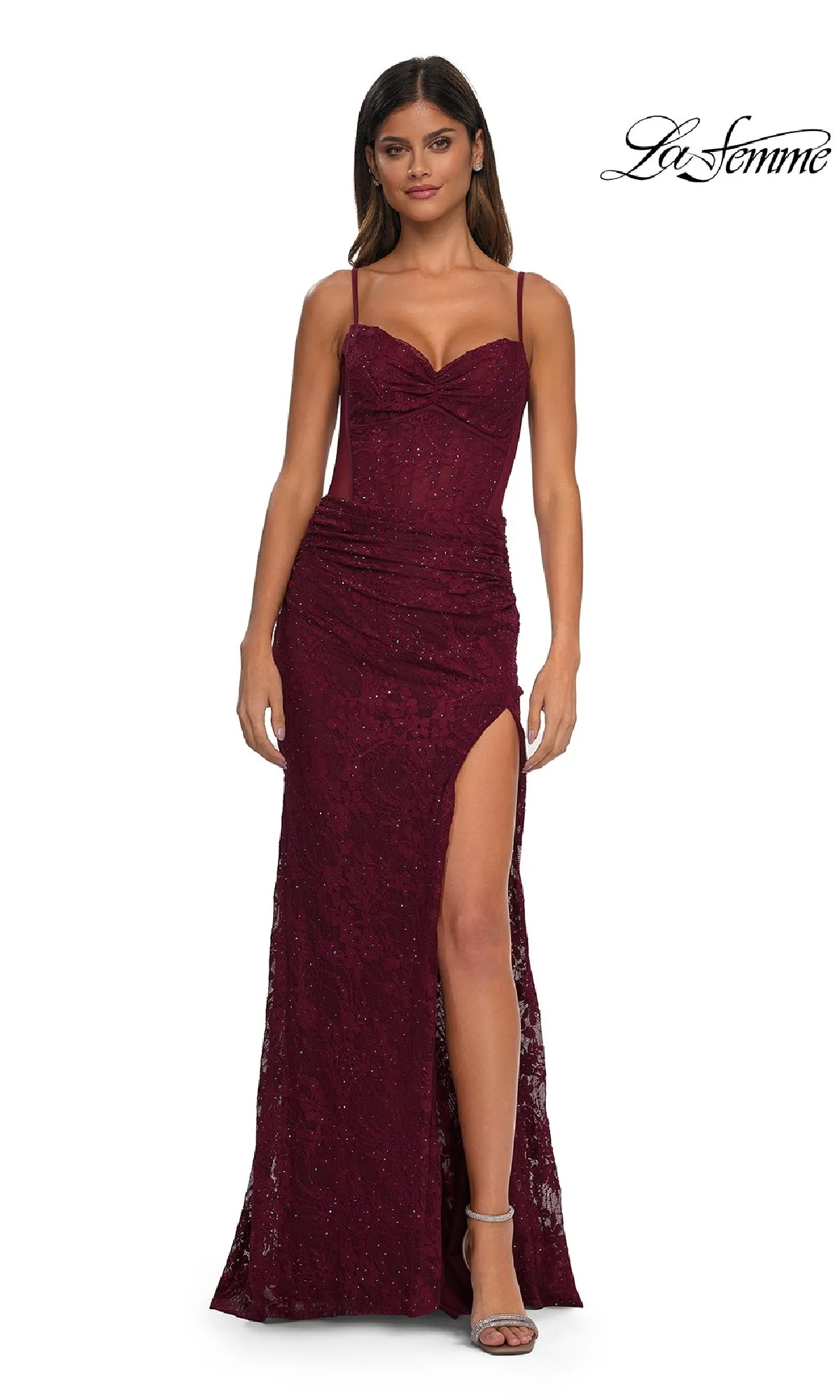 Sheer-Sides Long Beaded Prom Dress: La Femme 32529 sold by PromGirl product image thumbnail 3