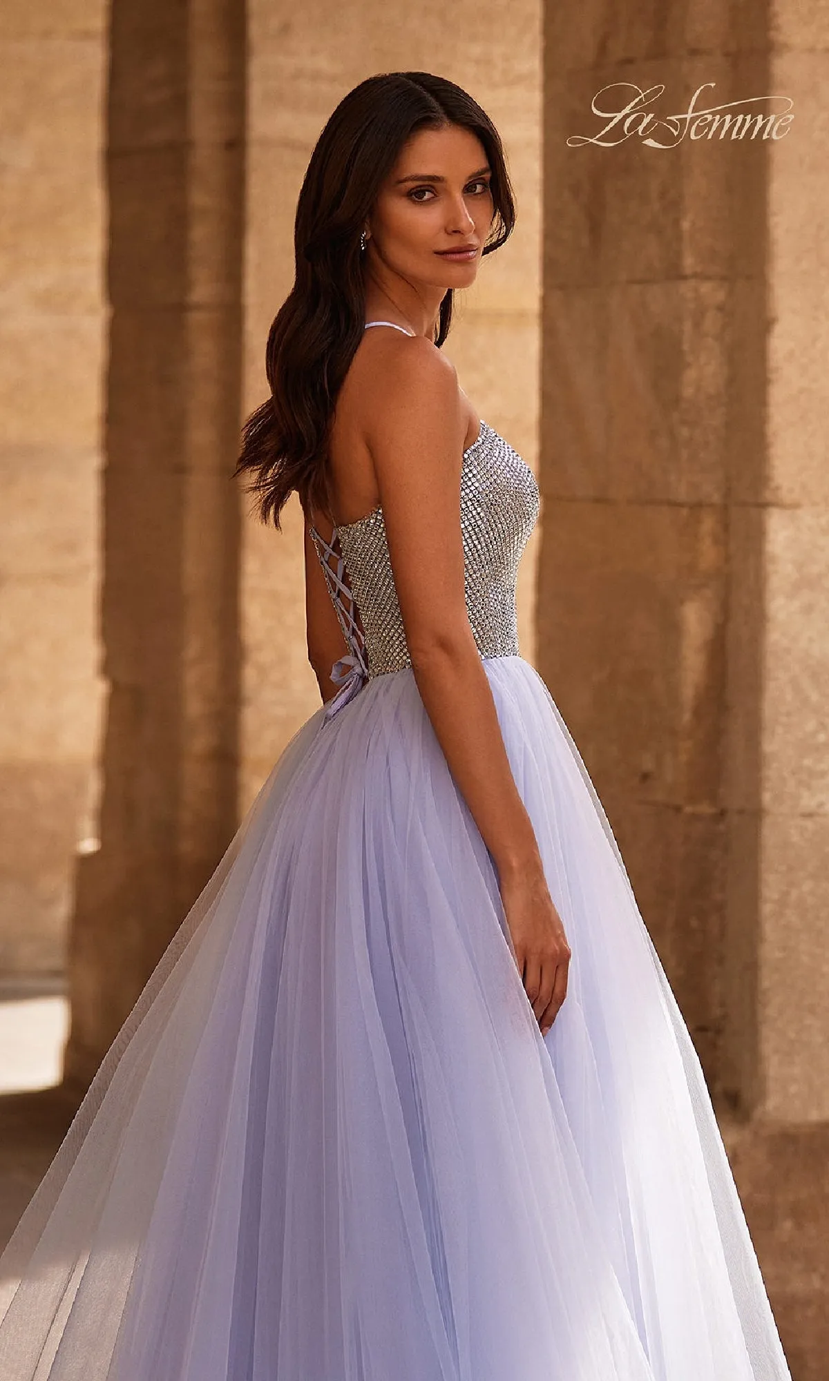 Beaded-Corset Periwinkle Prom Gown: La Femme 32633 sold by PromGirl product image thumbnail 5