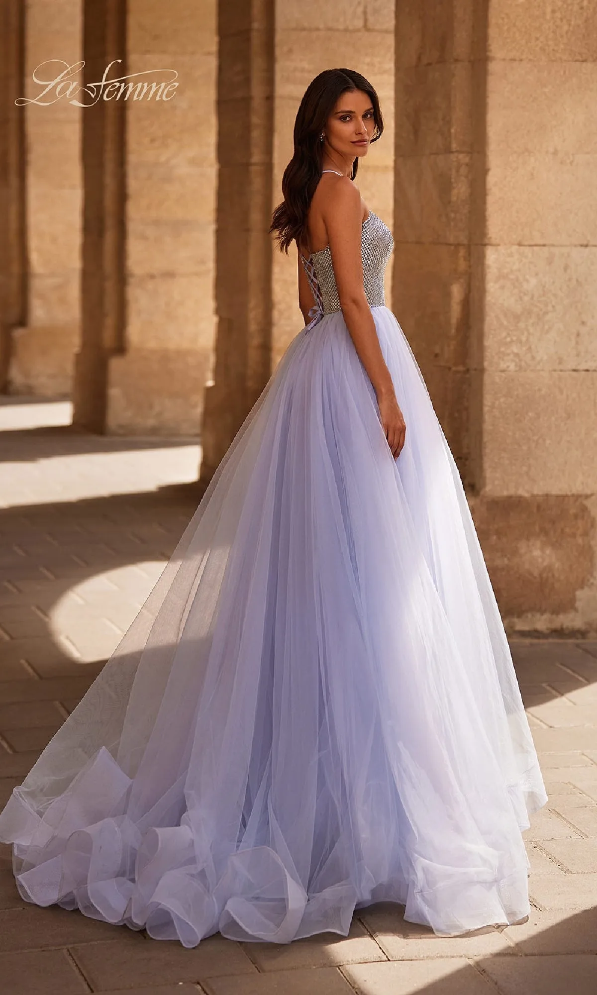 Beaded-Corset Periwinkle Prom Gown: La Femme 32633 sold by PromGirl product image thumbnail 2