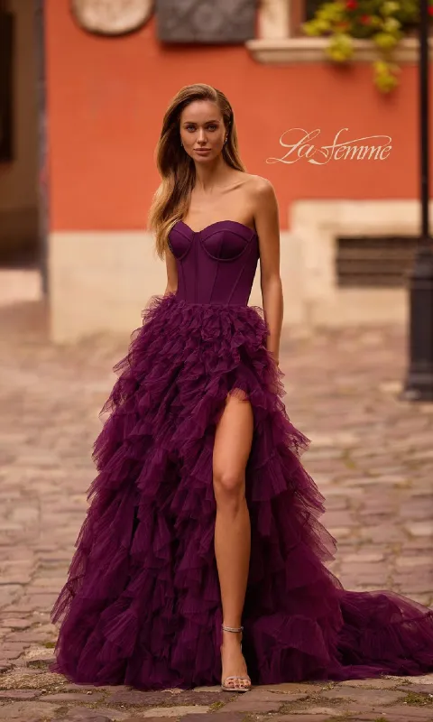 Strapless Long Ruffled Prom Dress: La Femme 32760 sold by PromGirl