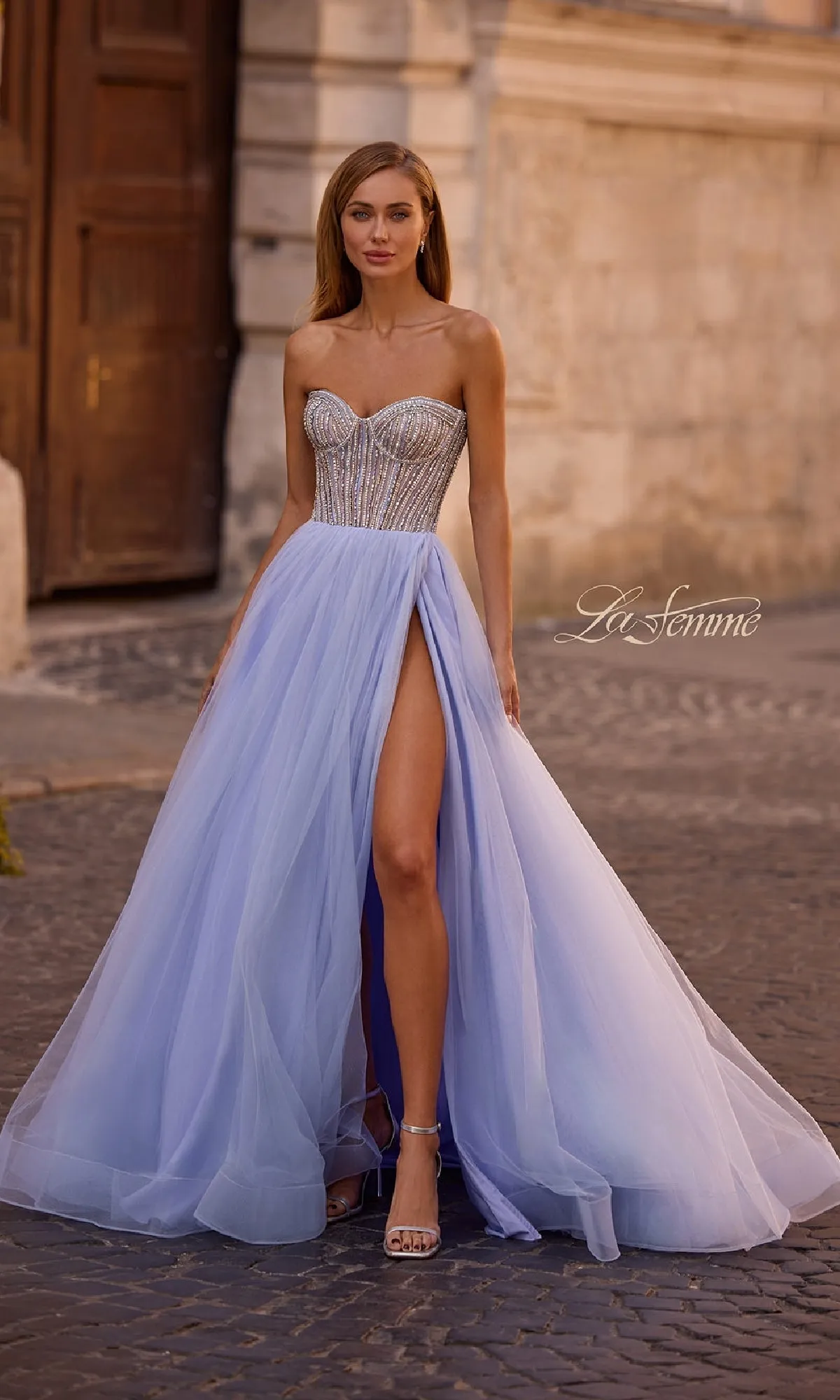 Strapless Long Prom Ball Gown: La Femme 32811 sold by PromGirl