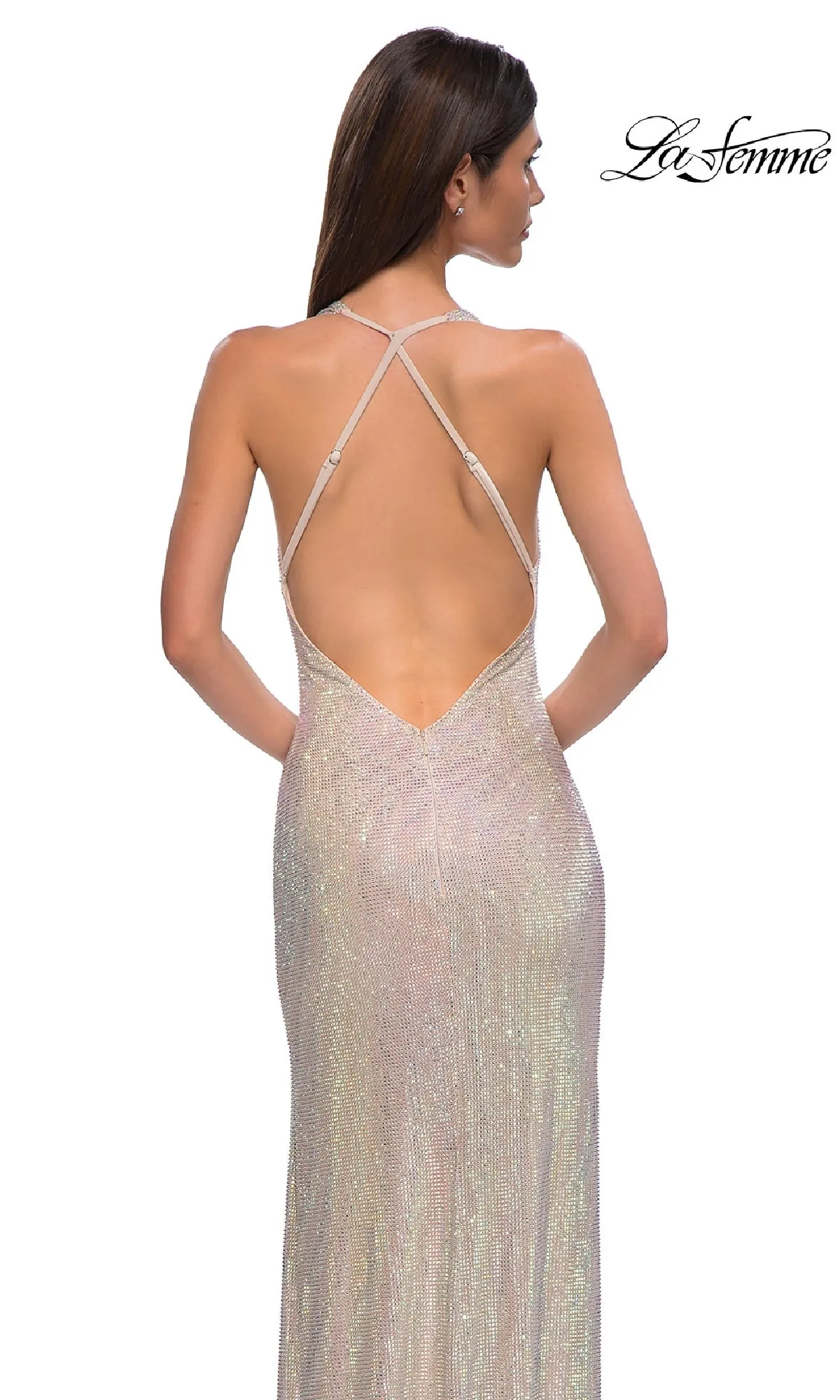 Cowl-Neck Long Beaded Prom Dress: La Femme 32915 sold by PromGirl product image thumbnail 4