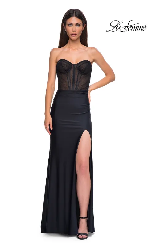 Strapless Long Corset Prom Dress: La Femme 32971 sold by PromGirl