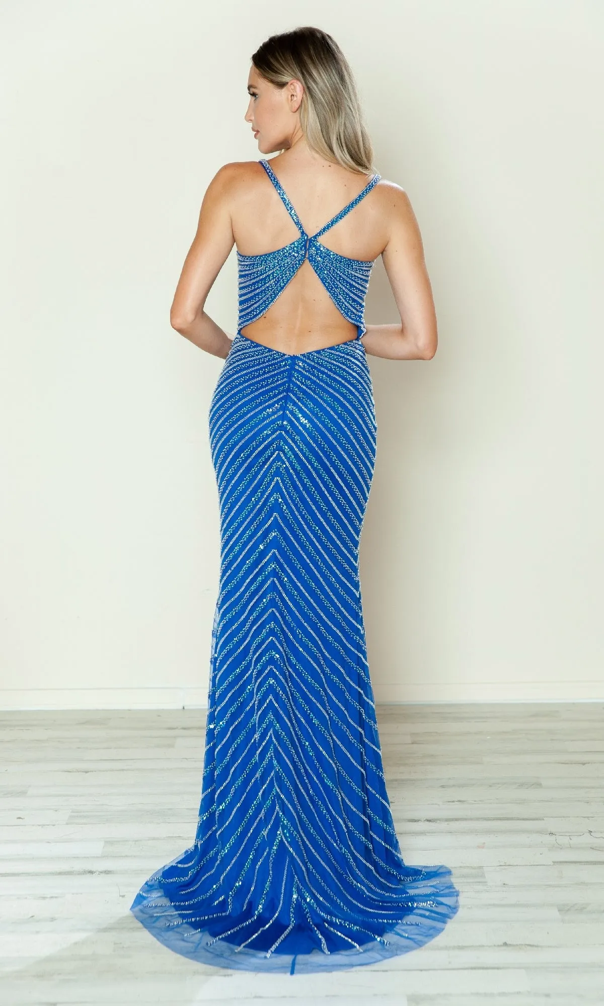 Cut-Out Long Beaded Prom Dress: Poly USA 9530 sold by PromGirl product image thumbnail 2