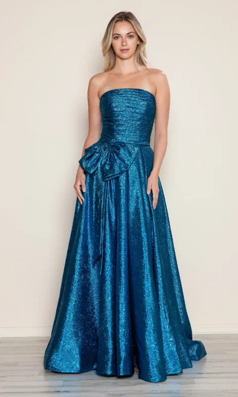 Side-Bow Strapless Prom Gown: Poly USA 9720 sold by PromGirl