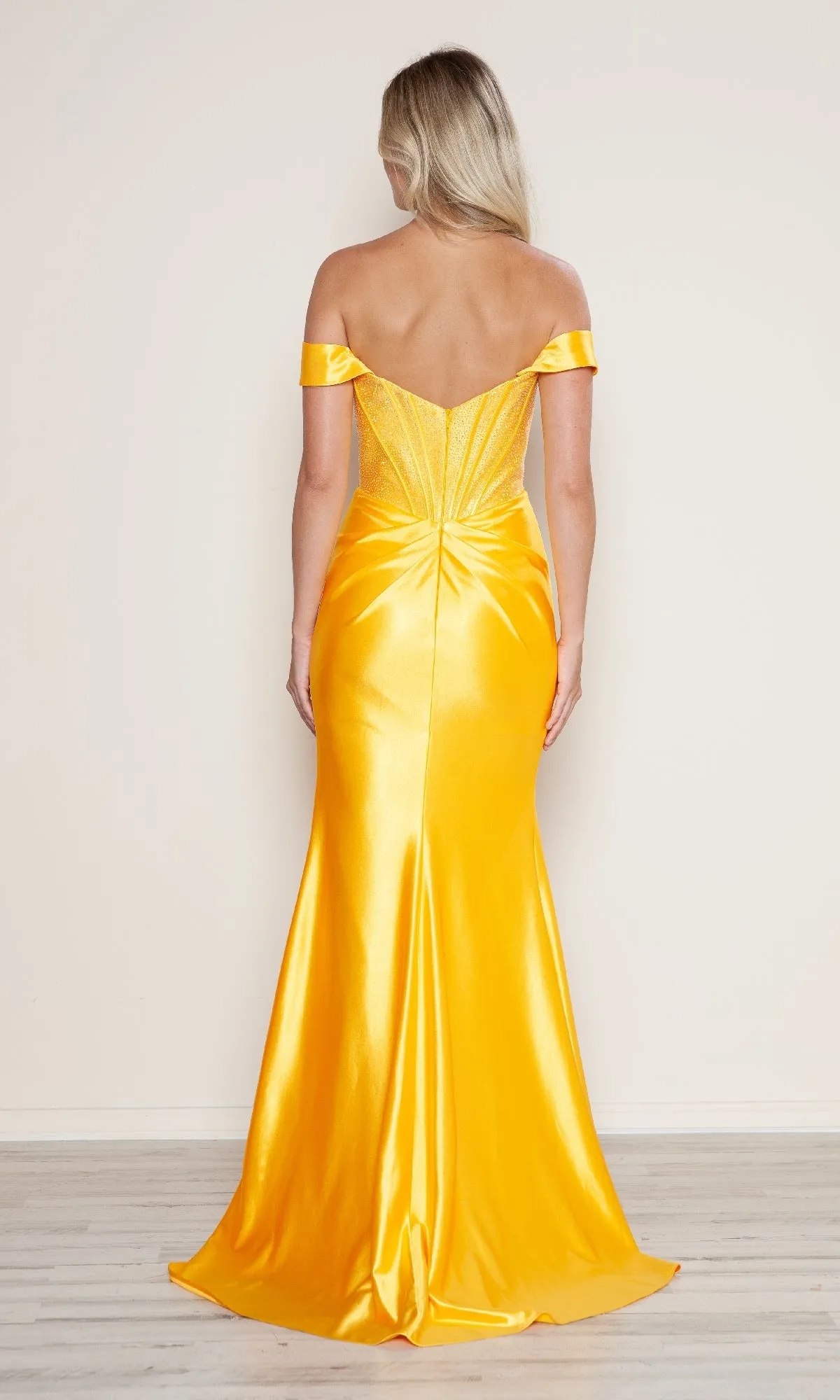 Off-Shoulder Long Corset Prom Dress: Poly USA 9656 sold by PromGirl product image thumbnail 2