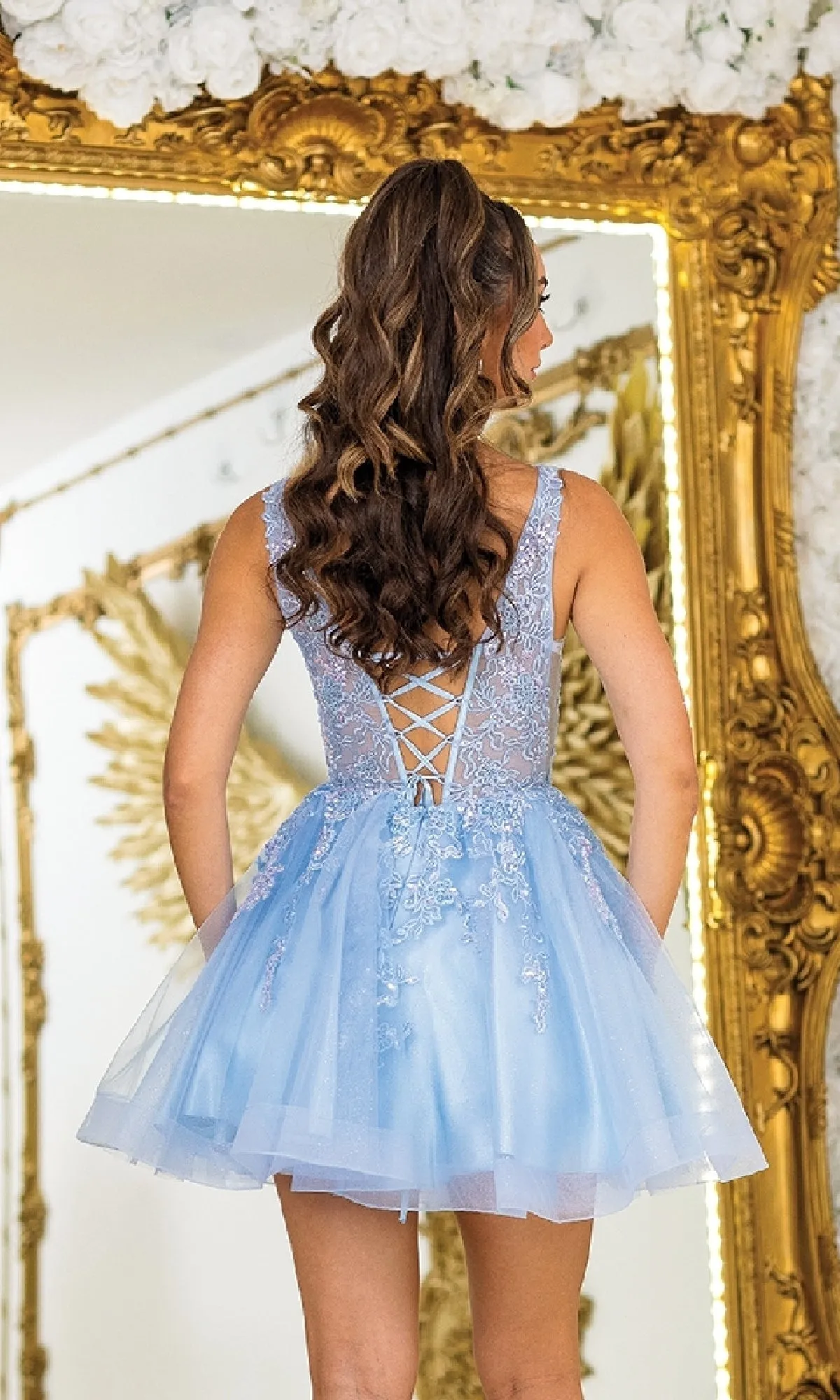 Lace-Up Short A-Line Prom Dress: Dancing Queen 3414 sold by PromGirl product image thumbnail 2