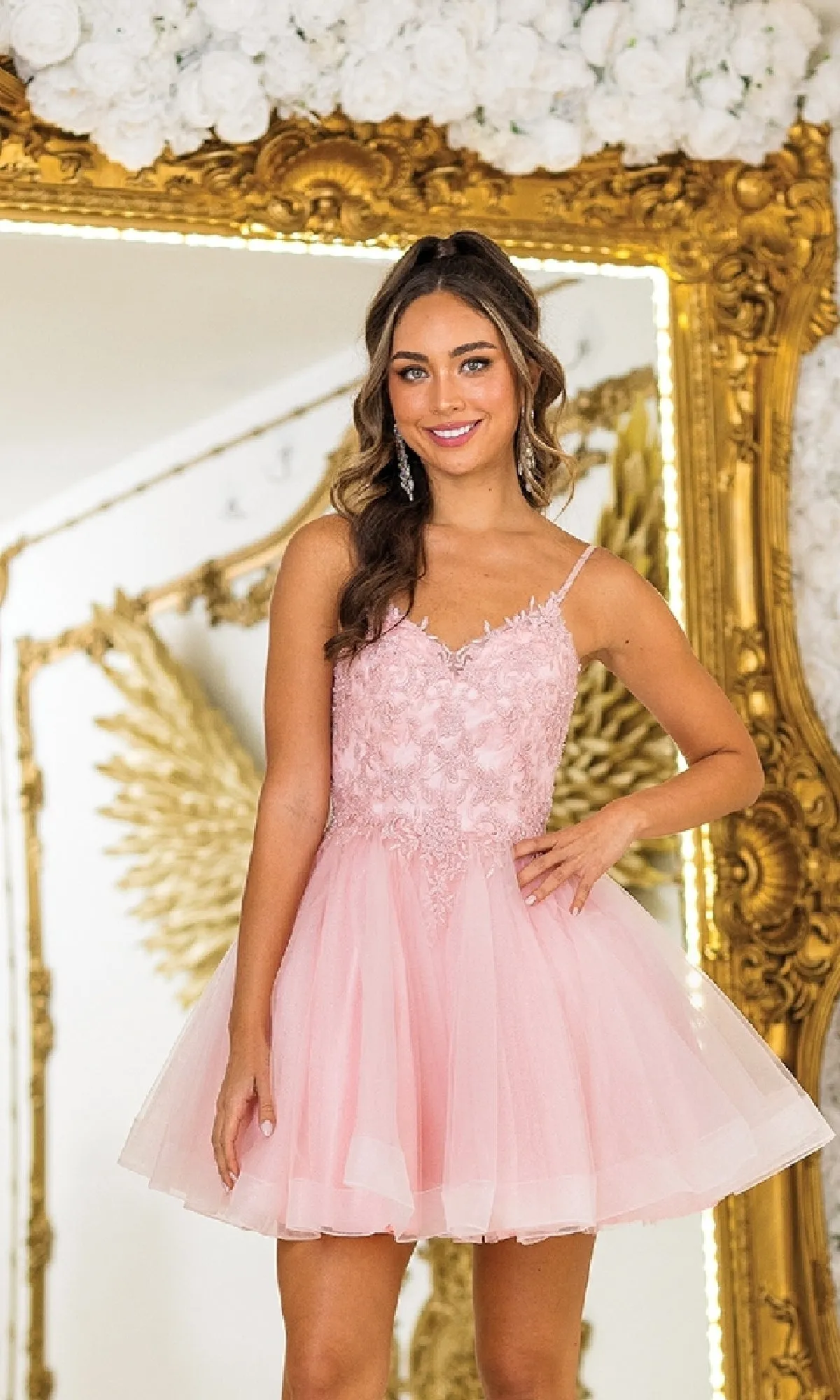 Short Glitter-Tulle Prom Dress: Dancing Queen 3413 sold by PromGirl product image thumbnail 3