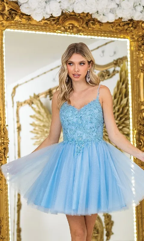 Short Glitter-Tulle Prom Dress: Dancing Queen 3413 sold by PromGirl
